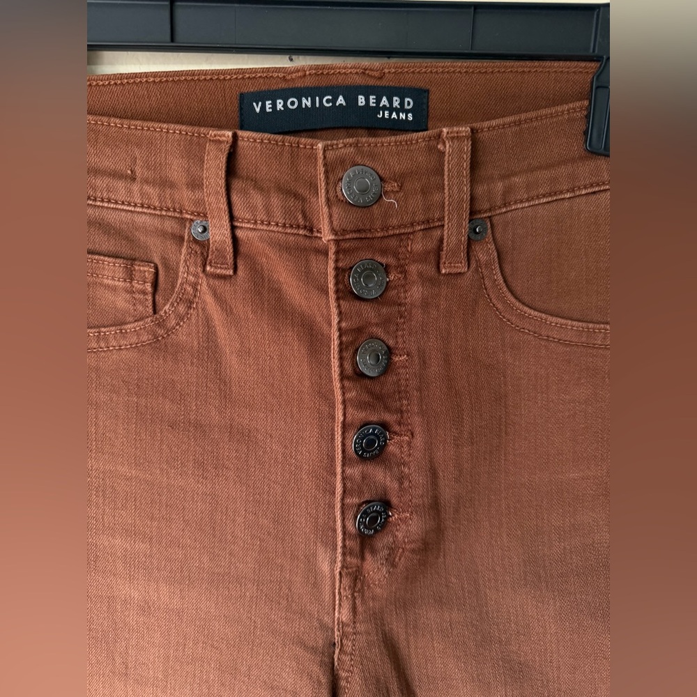 Veronica Beard High-Rise Skinny Jeans in Chestnut Brown - Picture 6 of 13